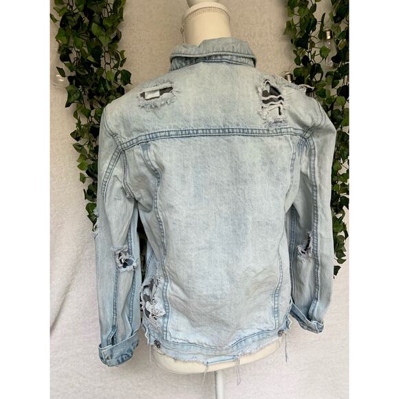 PacSun Cotton Distressed Denim Jean Jacket Men's Small - Picture 6 of 10